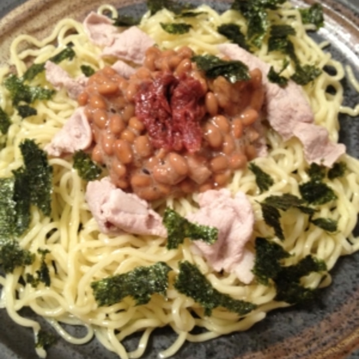 納豆で食べる☆冷やし中華麺